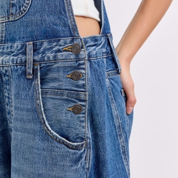 Cello Denim The Devin Mid Waisted Barrel Overall - Dark Wash Medium - Picture 4 of 6